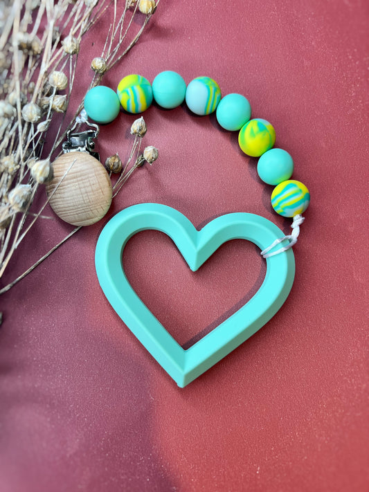 Tye Dye Green Teething Heart