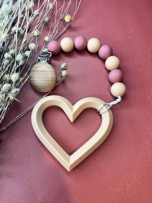 Beige Teething Heart