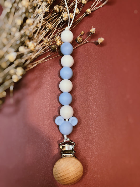 Light Blue Mickey Pacifier Clip