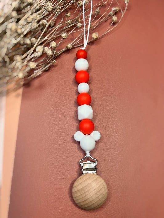 Red Mickey Inspired Pacifier Clip