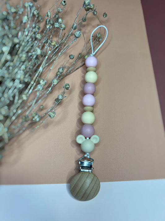 Mickey Mouse Beige Inspired Pacifier Clip