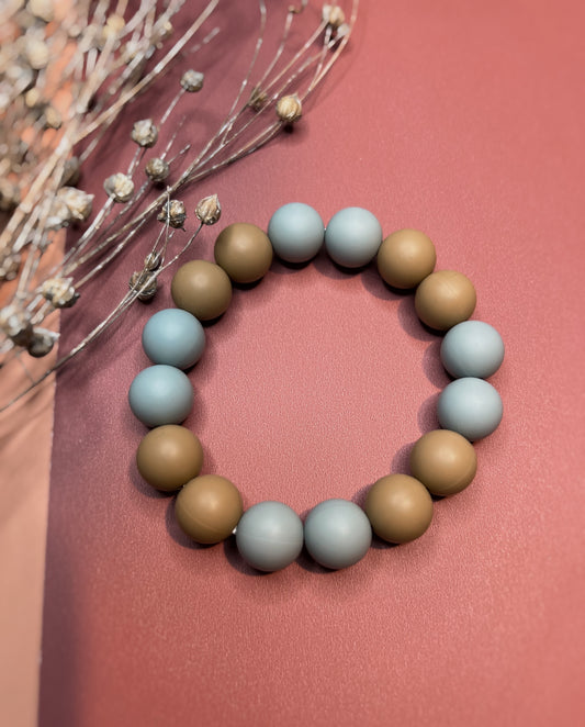 Grey and Khaki Teething Bracelet