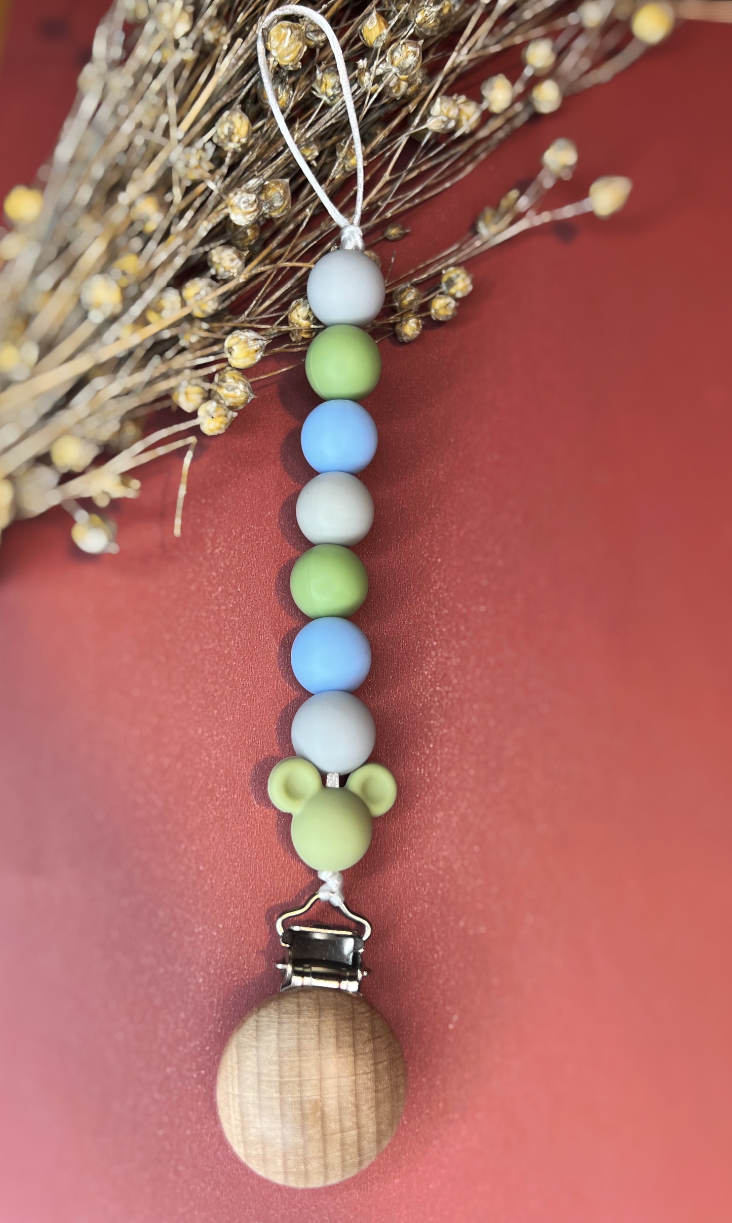 Green Mickey Pacifier Clip