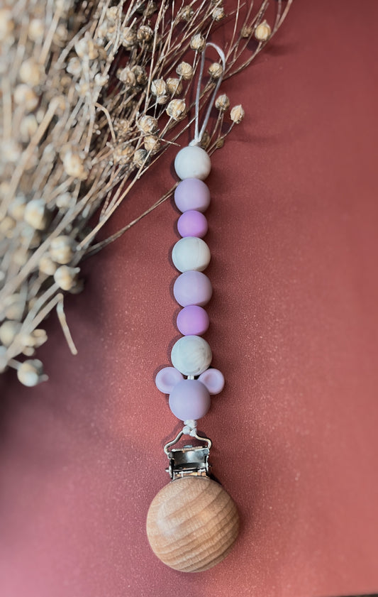 Lavender Mickey Pacifier Clip